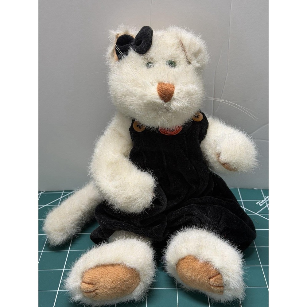 Boyds Bears Plush Jointed Felina Cat Kitty in Bib Overalls 8"